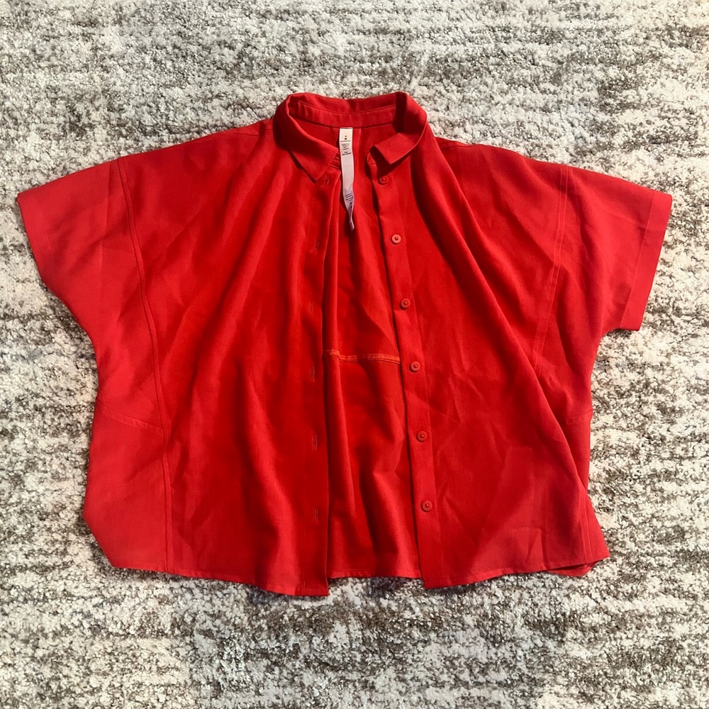 Small orange, breathable, short sleeved button up